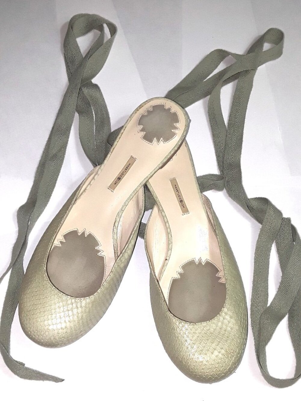 Vintage Max Studio sage lace-up All leather ballerina flats women's sz 8m